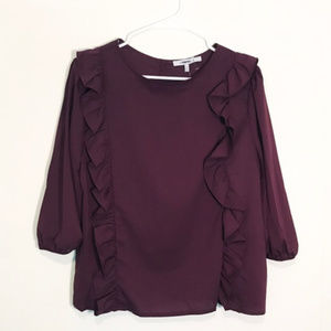 Olive & J Ruffle Button Back Blouse